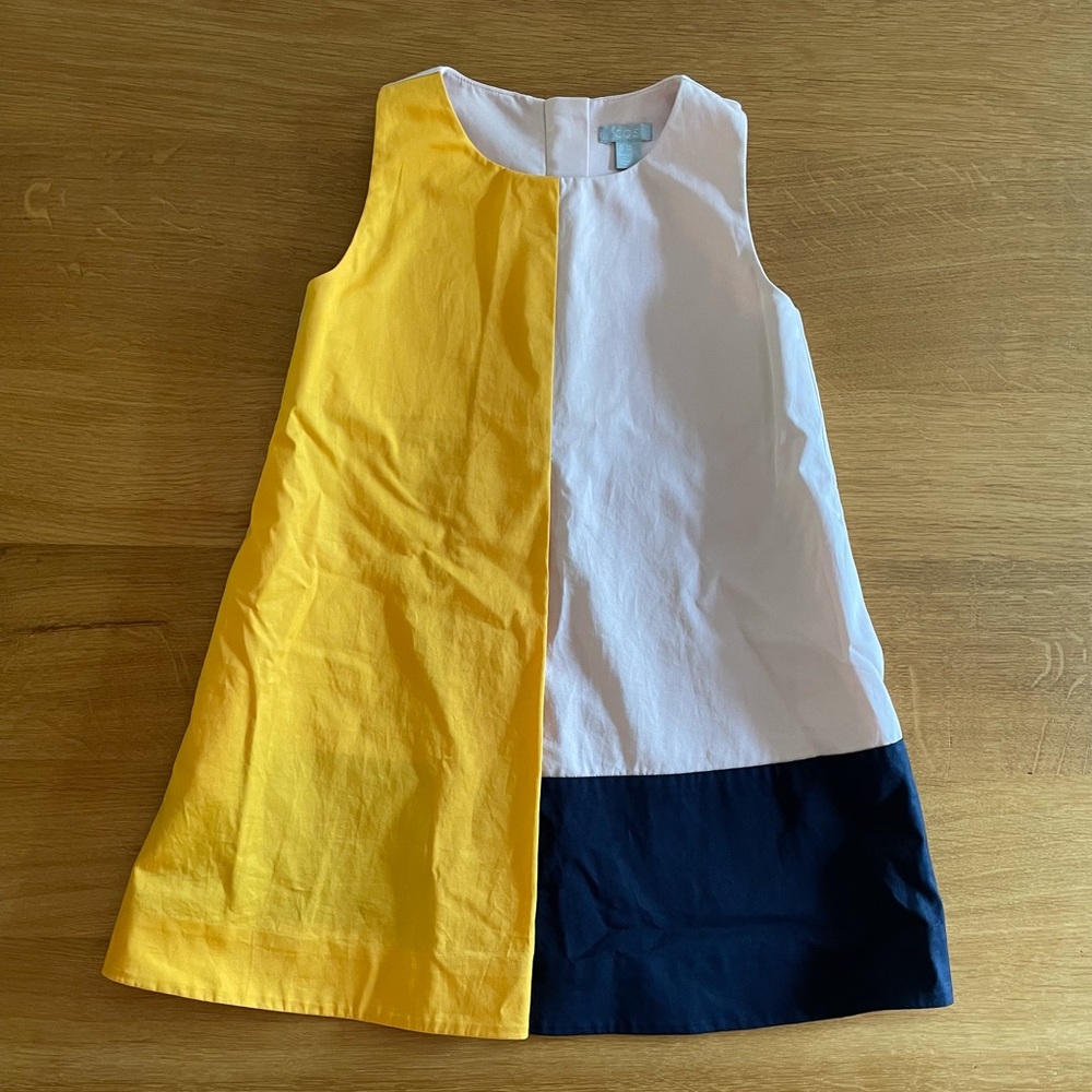 Cos pink / yellow / navy color block dress.